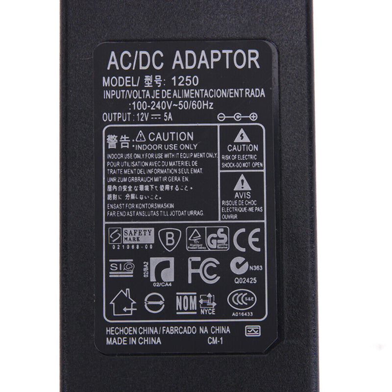 12V 5A AC to DC Power Adapter Dual Cable Converter Universal 5.5x2.1-2.5mm