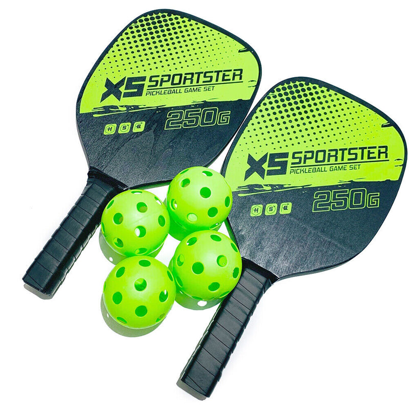 2pcs Pickle Paddles Rackets + 4 Balls Kits Portable Lightweight Sports Racquet