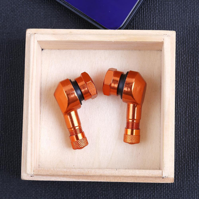 2pcs 90° CNC Aluminum Motorcycle 11.3mm Rim Tire Tyre Valve Stems(Orange)