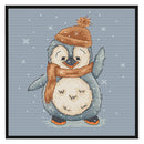 Full Embroidery Penguin 3-Beach 11CT Printed Cross Stitch Cotton Kit for Home