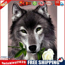 5D DIY Wolf and Rose Round Diamond Diamond Painting