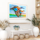 Oil Paint By Numbers Blue Wings Geese Frameless Picture Craft Living Room Decor