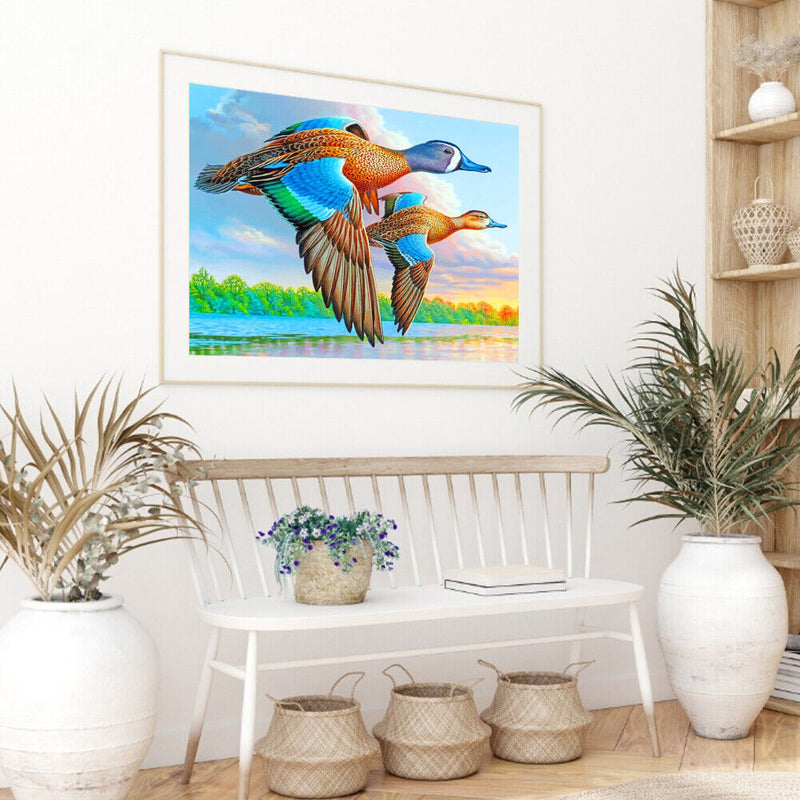 Oil Paint By Numbers Blue Wings Geese Frameless Picture Craft Living Room Decor