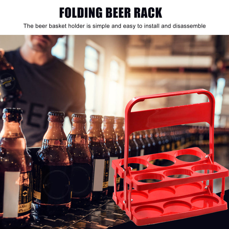 Portable Beer Rack Foldable Plastic Beer Basket Durable Wine Rack (Red) Newly