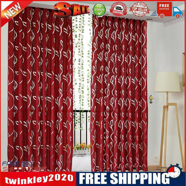 2m Semi Blackout Curtain Vine Leaf Partition Window Decor(Wine Red)