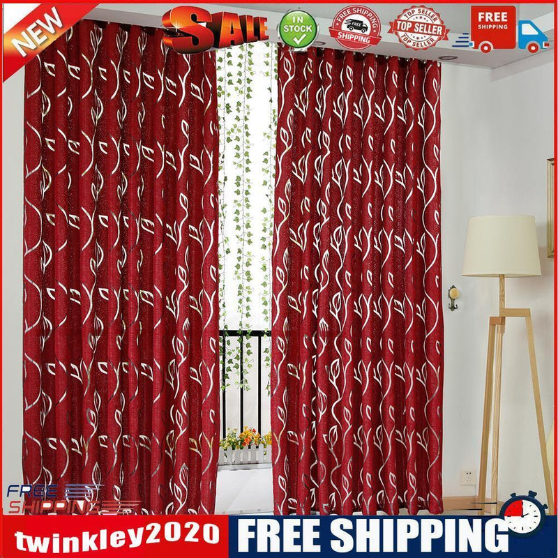 2m Semi Blackout Curtain Vine Leaf Partition Window Decor(Wine Red)