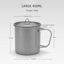 Ultralight Titanium Cup Folding Portable Outdoor Camping (L)+Titanium Spoon