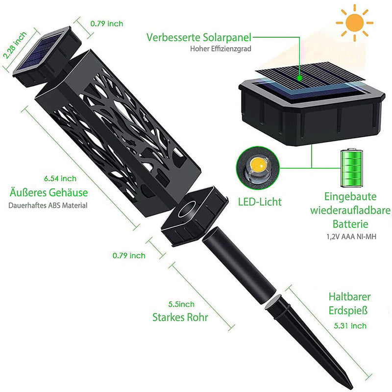 6pcs LED Solar Light Waterproof Hollow Lawn Stake Lamp Garden Decor (White)