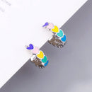 Jewelry Rainbow Enamel Piercing Dangle Ear Studs Earring Hoops Eardrop Earring