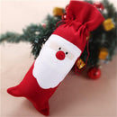 Home Wine Bottle Cover Bag Elasticated Collar Christmas Gift Red Santa Claus