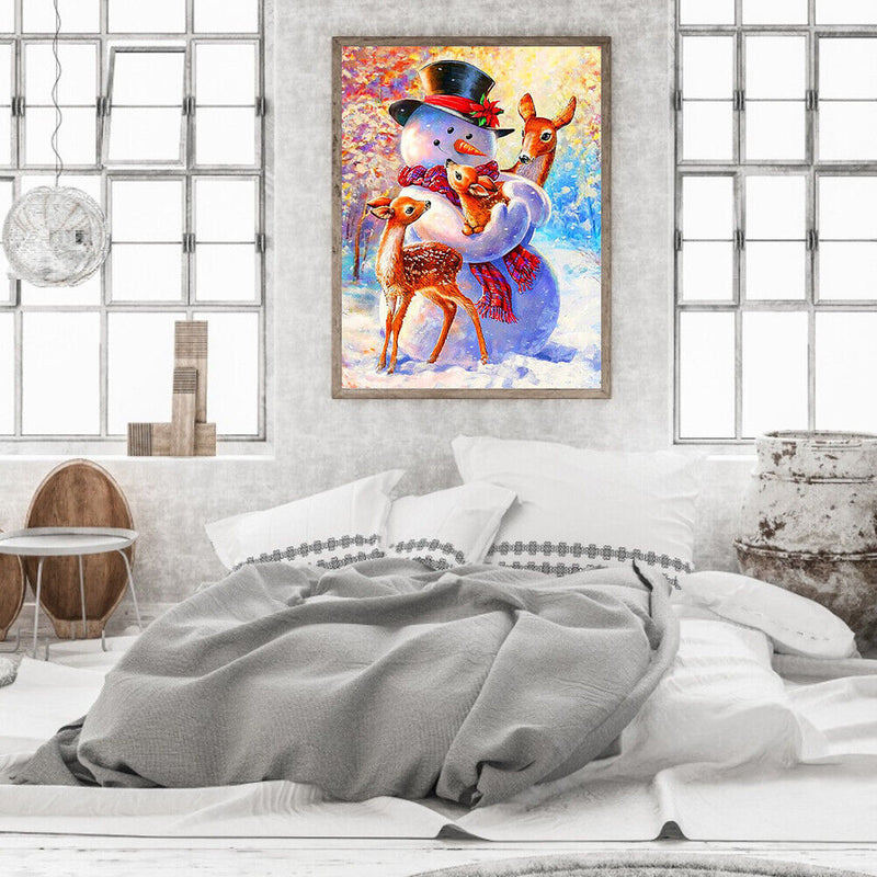 Diamond Painting Snowman Deer Full Round Drill Picture of Rhinestone DIY Drawing