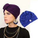 2 Colors Turban Caps Cotton Headscarf African Pattern Headwrap Women Chemo Hat