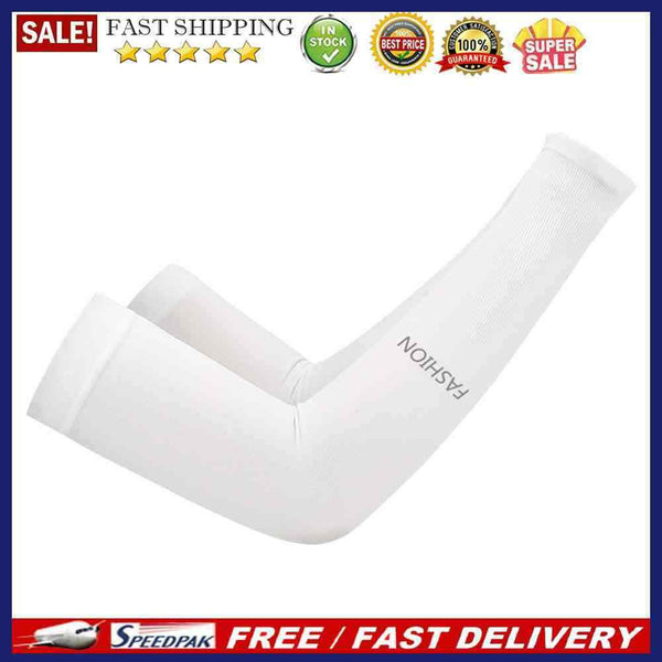 Unisex Cooling Arm Sleeves Cycling Running Sport Sunscreen Arm Cuff (White)