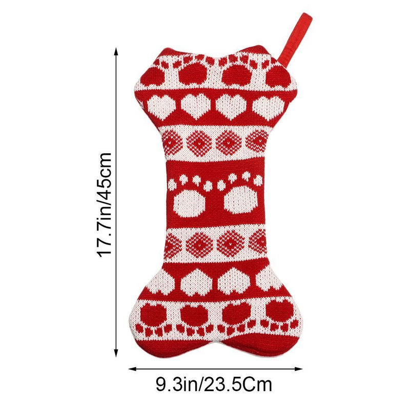 Decoration Party Pet Dog Christmas Stockings Bone Shape Stockings Knit Hanging
