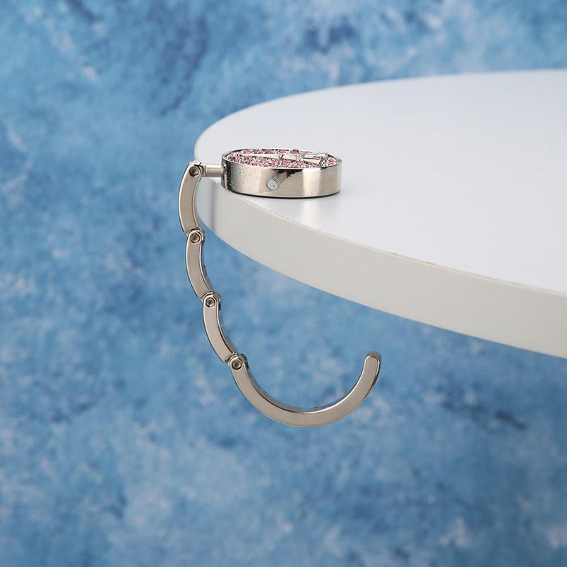 5pcs Portable Metal Foldable Bag Hook Holder Purse Hanger (Pink)