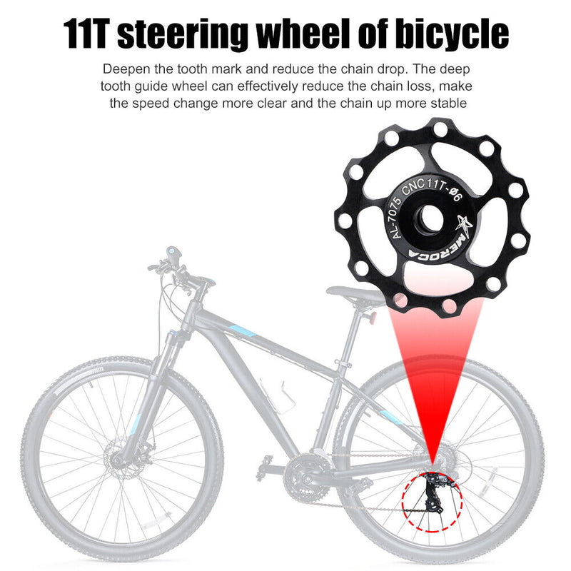 MTB Bicycle Rear Derailleur Wheel 11T Road Bike Aluminum Alloy Bearing Pull