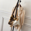 Fashion Bear Print Hit Color Shoulder Bag Women Winter Large Crossbody Bags