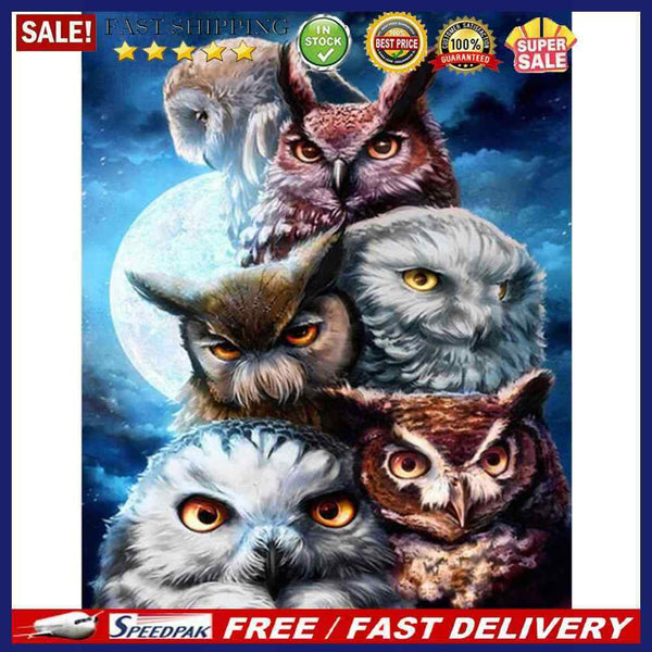 5D DIY Diamond Painting Owl Full Round Drill Mosaic Rhinestone Picture Home A