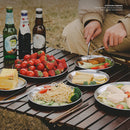 Camping Plate Stainless Steel Tableware Food Container Picnic Dish (26cm) Newly