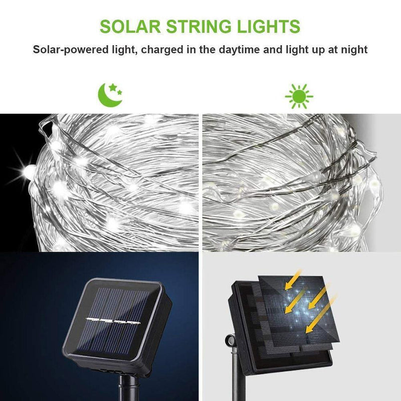 100 LED Solar String Light Outdoor Copper Wire Garland Lamp (Colorful)