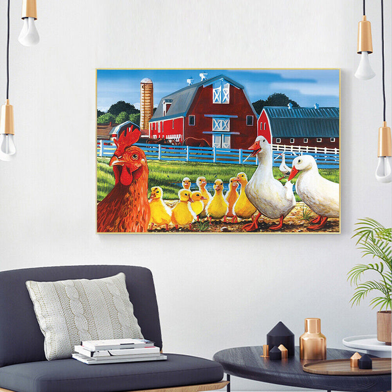 DIY Digital Picture Chickens Ducks Frameless Oil Painting By Number Handicraft
