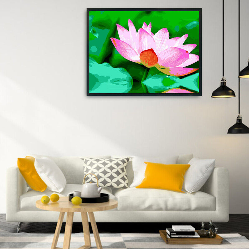 DIY Digital Painting By Numbers Lotus Frameless Canvas Picture Home Decoration