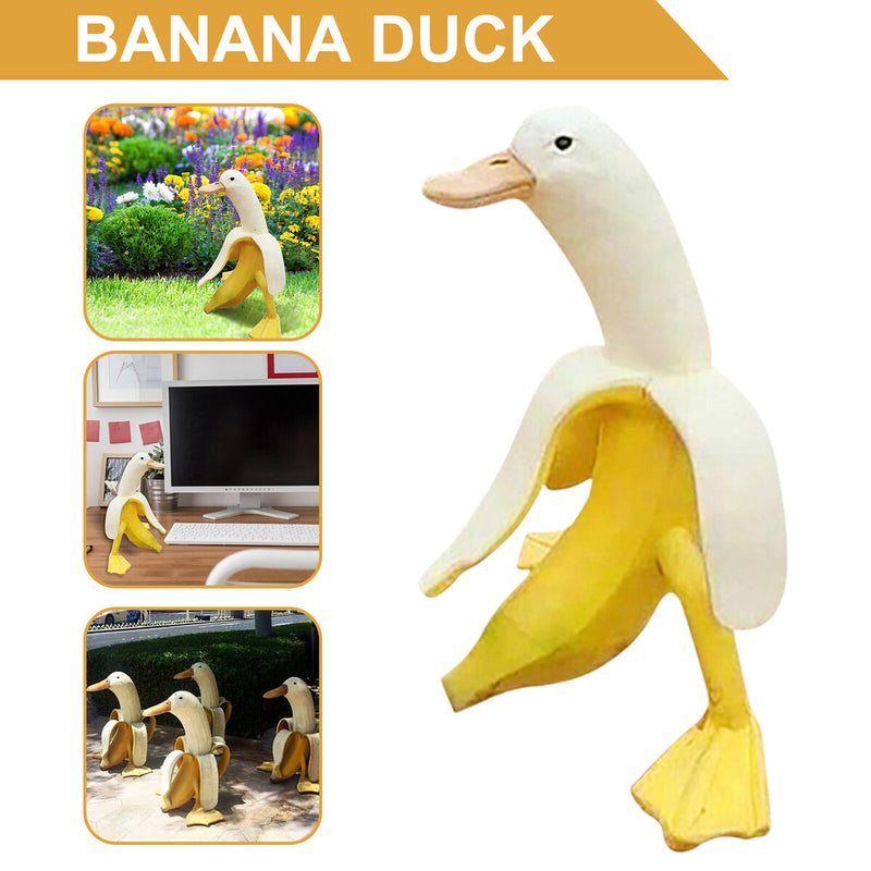 Banana Duck Art Statue Whimsical Peeled Banana Duck Decoration for Garden Yard