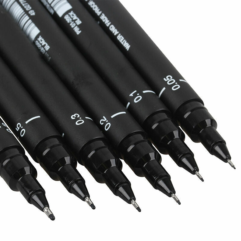 6pcs Micron Fine Line Pen 005 01 02 03 05 08 BRUSH Art O1O9 Tools Supplies U2J3