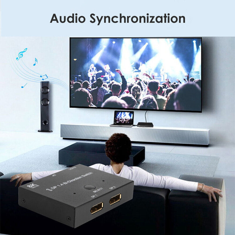 Displayport 1.4 Splitter 8K/60Hz DP Bi-Direction Switcher for Projector Monitor