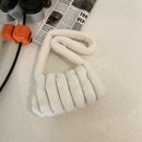 Women Soft Warm Plush Heart Pattern Handbag Zipper Armpit Bag (B White)
