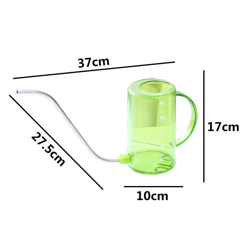 1000ml Transparent Flower Sprinkler Long Mouth Stainless Steel Watering Can Tool