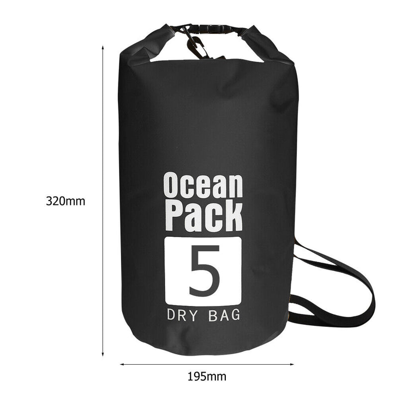 Waterproof Dry Bag Pack Sack Swimming Kayaking River Trekking (5L Black) Newly