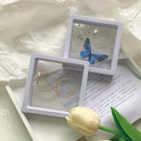 10pcs Floating Display Stands Clear Jewelry Necklace Box (White 7x7x2cm) Newly