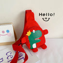 Kids Chest Bag Cute Fanny Cartoon Cross-body Money Pouch (Red Dinosaur)