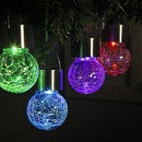 LED Solar Lamp Cracked Glass Ball Hanging Light Waterproof Garden Decor (F)