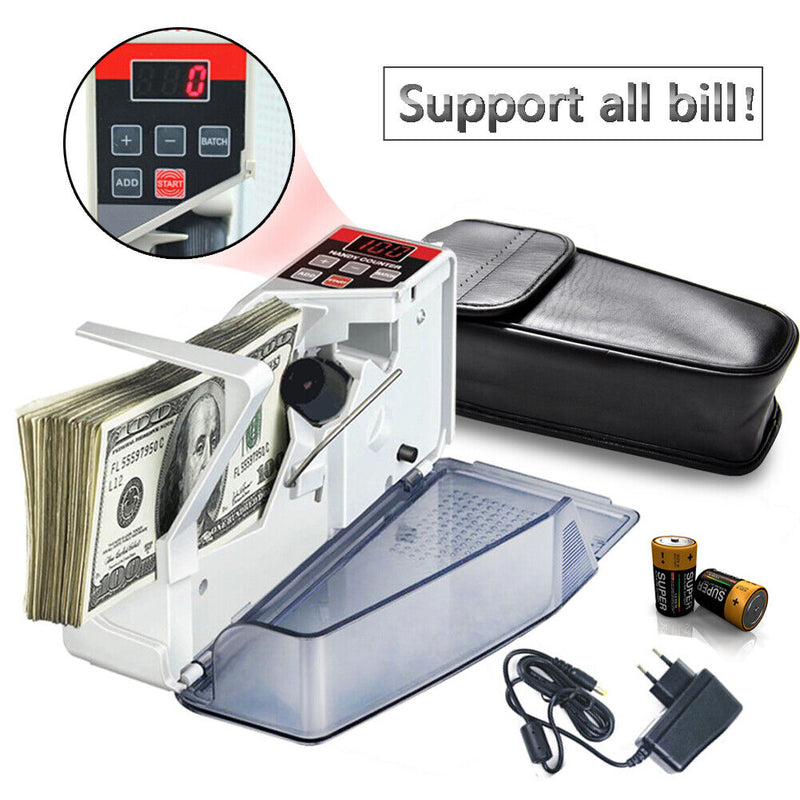 V40 Portable Mini Cash Count Money Currency Counter Counting All Bill EU