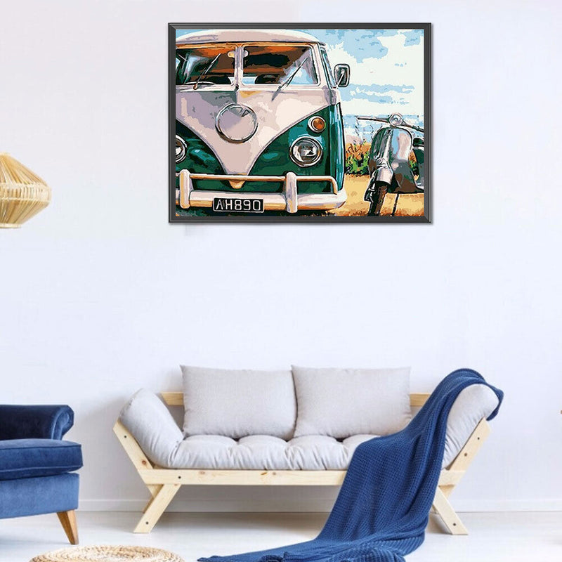 Bus Motorcycle Oil Paint By Numbers Kits DIY Handpainted on Canvas Wall Pictures