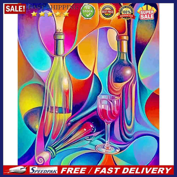 Abstract Wine Bottle Colouring Oil Canvas DIY Hand Painted Paint By Numbers