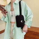 Summer Canvas Shoulder Bags Korean Women Phone Purse Solid Crossbody Handbags