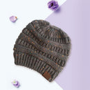 Colorful Knitted Hat Women Girls Autumn Winter Warm Beanie Cap (Dark Gray)