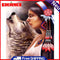 DIY Hand Painted Paint By Numbers Oil Canvas Pictures Aboriginal Girl Wolf Kit