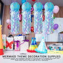 Mermaid Wishes Jellyfish Hanging Paper Lanterns Birthday Decorations (Blue)