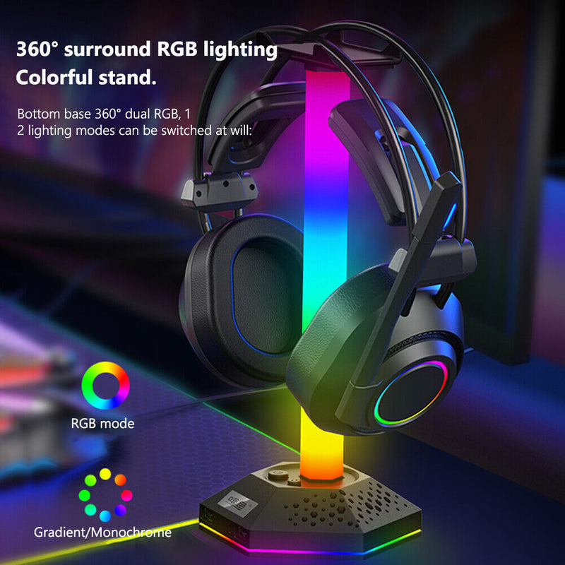RGB Gaming Headphone Stand Headphones Hanger Dual USB2.0 Expansion Interface