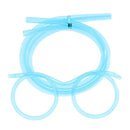 Flexible Soft Plastic Glasses Straw Kids Party Unique Drinking Tube (Blue) Newly