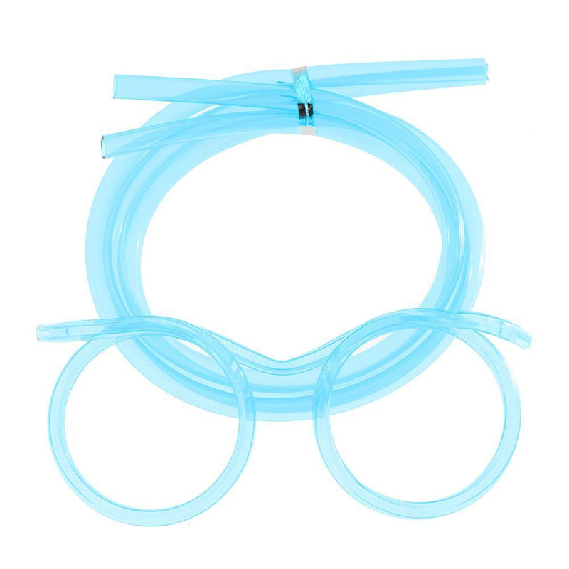 Flexible Soft Plastic Glasses Straw Kids Party Unique Drinking Tube (Blue) Newly