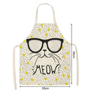 Kitchen Linen Apron Cat in Glasses Print Home Restaurant Cooking Baking Bib