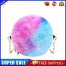 Small Round Messenger Bags Women Plush Shoulder Handbags (Gradient Blue)