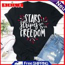 Independence Day Print Fireworks Letter T-Shirt (Black XL)