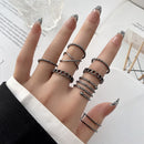 8pcs Punk Simple Rings Set Women Girl Geometric Multi Joint Knuckle Ring Jewelry