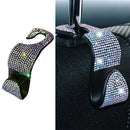 2PCS Shiny Bling Rhinestone Crystal Car Back Seat Hooks Bag Grocery Holder
